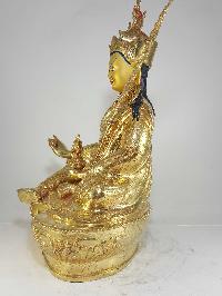 Statue Of Padmasambhava [full Fire Gold Plated] And [painted Face]