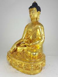 Statue Of Shakyamuni Buddha [full Fire Gold Plated] And [painted Face]