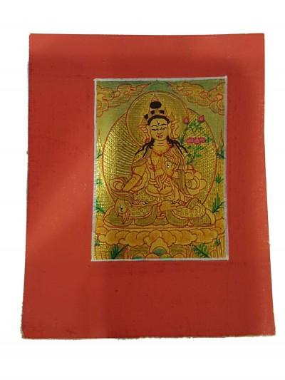 Real Gold Tiny Thangka Of White Tara