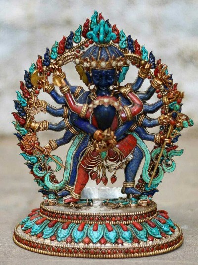 Exclusive Chakrasamvara - Heruka With Consort, shakti, Yab-yum With Real stone Setting, metal Setting And Gold Plating
