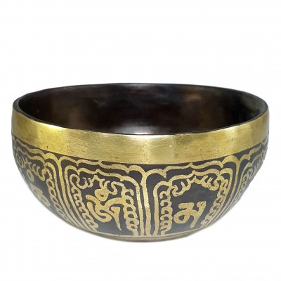 [stock No : 21] Handmade Beaten Therapy Bowl With Etching And Carving [c]