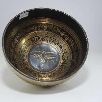 [stock No : 28] Handmade Beaten Therapy Bowl With Etching And Carving [g], [throat Chakra]