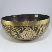 [stock No : 30] Handmade Beaten Therapy Bowl With Etching And Carving [a], [crown Chakra]