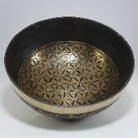 [stock No : 33] Handmade Beaten Therapy Bowl With Etching And Carving [f], [heart Chakra]