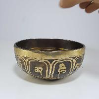 [stock No : 34] Handmade Beaten Therapy Bowl With Etching And Carving [g], [throat Chakra]