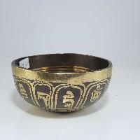 [stock No : 34] Handmade Beaten Therapy Bowl With Etching And Carving [g], [throat Chakra]