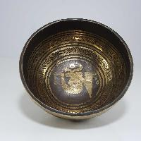 [stock No : 34] Handmade Beaten Therapy Bowl With Etching And Carving [g], [throat Chakra]