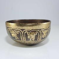 [stock No : 35] Handmade Beaten Therapy Bowl With Etching And Carving [g], [throat Chakra]