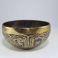 [stock No : 36] Handmade Beaten Therapy Bowl With Etching And Carving [f], [heart Chakra], [f] Heart Chakra