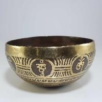 [stock No : 38] Handmade Beaten Therapy Bowl With Etching And Carving [b], [crown Chakra]