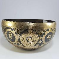 [stock No : 40] Handmade Beaten Therapy Bowl With Etching And Carving [g], [throat Chakra]