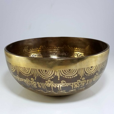 [stock No : 41] Handmade Beaten Therapy Bowl With Etching And Carving [f], [heart Chakra]