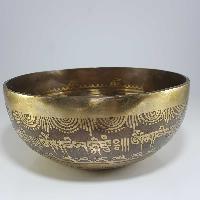 [stock No : 41] Handmade Beaten Therapy Bowl With Etching And Carving [f], [heart Chakra]