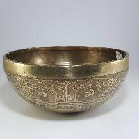 [stock No : 43] Handmade Beaten Therapy Bowl With Etching And Carving [e], [solar Chakra]