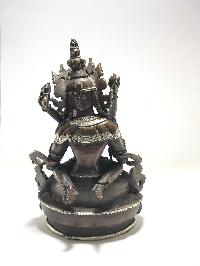 Statue Of Vajrasattva With Consort, [shakti], Yab-yum Chocolate Oxidized