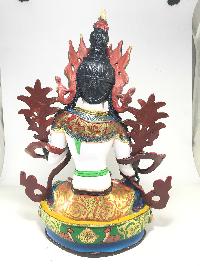 Statue Of White Tara [gold Plated] And [traditional Color Finishing]