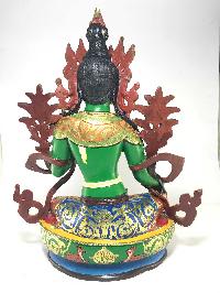 Statue Of Green Tara [gold Plated] And [traditional Color Finishing]