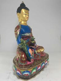 Statue Of Medicine Buddha [gold Plated] And [traditional Color Finishing]