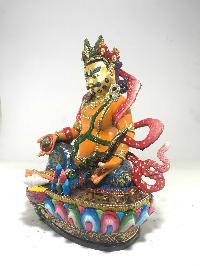 Statue Of Yellow Jambhala [gold Plated] And [traditional Color Finishing]