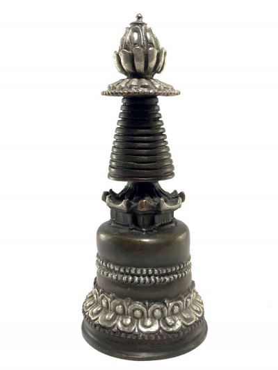 Statue Of Stupa Silver Plated Oxideized