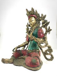 Statue Of Green Tara Stone Setting