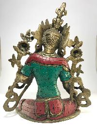 Statue Of Green Tara Stone Setting