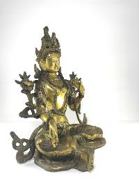 Statue Of Green Tara Double Color And Silver Plated