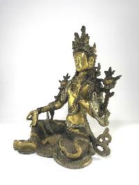 Statue Of Green Tara Double Color And Silver Plated