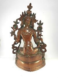 Statue Of Green Tara Double Lotus Base Double Color Oxidized