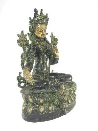 Statue Of Green Tara Black Oxidized