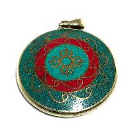 Tibetan Vishwa Vajra And Buddha Eye Metal Pendant With Stone Setting