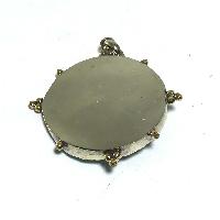 Tibetan Flower Metal Pendant With Stone Setting