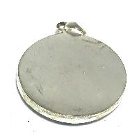 Tibetan Kalachakra Metal Pendant With Stone Setting