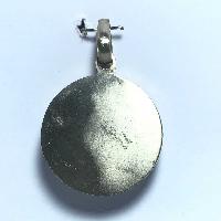 White Metal Lapis Color Om Pendant With Stone Setting