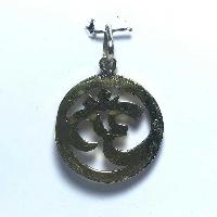 White Metal Red Om Pendant With Stone Setting