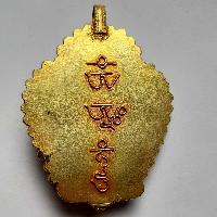 Tibetan [silver] Real Coral Ganesh Ghau Amulet, [gold Plated] And [stone Setting]