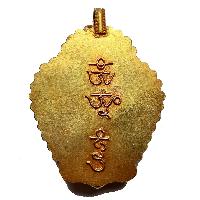 Tibetan [silver] Real Lapis Ganesh Ghau Amulet, [gold Plated] With [stone Setting]