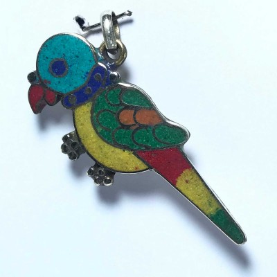 Metal Parrot Pendant With Stone Setting