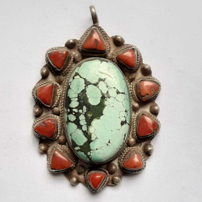 Tibetan [silver], Real Stone Pendant