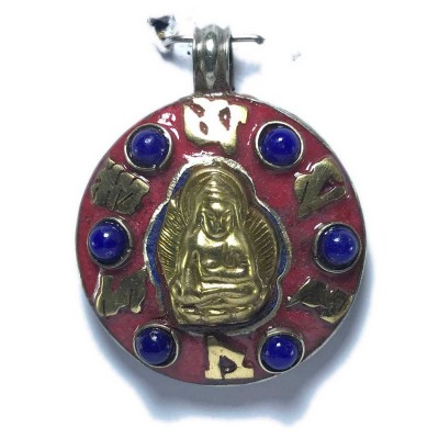 Metal Buddha With Om Mani Padme Hum Pendant