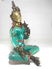 Statue Of Of Arya Green Tara With [stone Setting] And