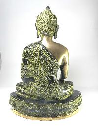 Statue Of Shakyamuni Buddha In Green Antique Finishing