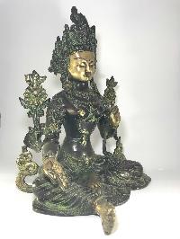 Statue Of Green Tara In Antique Finishing