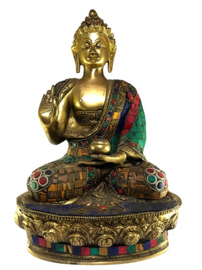 Statue Of Blessing Buddha With Stone Setting