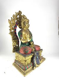 Statue Of Statue Of Blessing Buddha On Throne With [stone Setting]