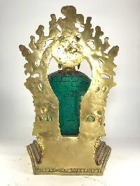 Statue Of Statue Of Blessing Buddha On Throne With [stone Setting]