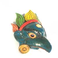 Wooden Garuda Mask, [painted Blue], Poplar Wood
