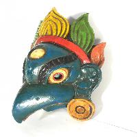 Wooden Garuda Mask, [painted Blue], Poplar Wood