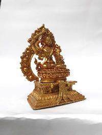 Statue Of Manjushri On Throne, [full Gold Plated]