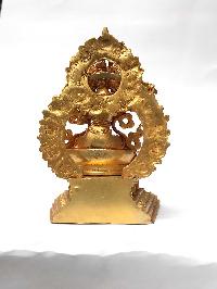 Statue Of Manjushri On Throne, [full Gold Plated]